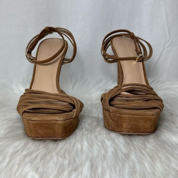 Veronica Beard Fletcher Hazelwood Brown Block Heel Suede Platform Sandals Sz 10 - Picture 4 of 8